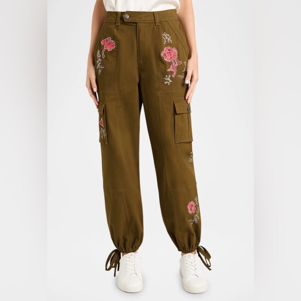 Cinq a Sept Zola Desert Rose Cargo Joggers Olive Green Size 2
